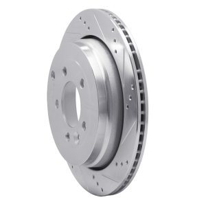 Land Rover LR3 Brake Rotor (1) - Rear Right - R1 Concepts - Drilled & Slotted - Silver - `05-`07